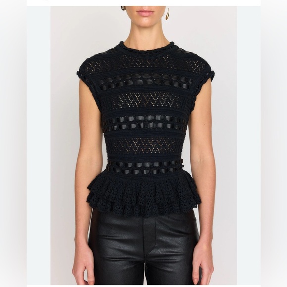 ZARA Black Lace Ruffle Top - Picture 1 of 9